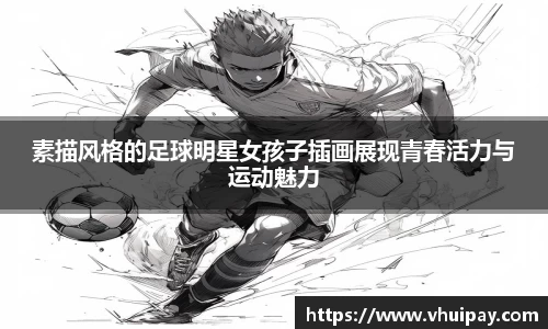 素描风格的足球明星女孩子插画展现青春活力与运动魅力